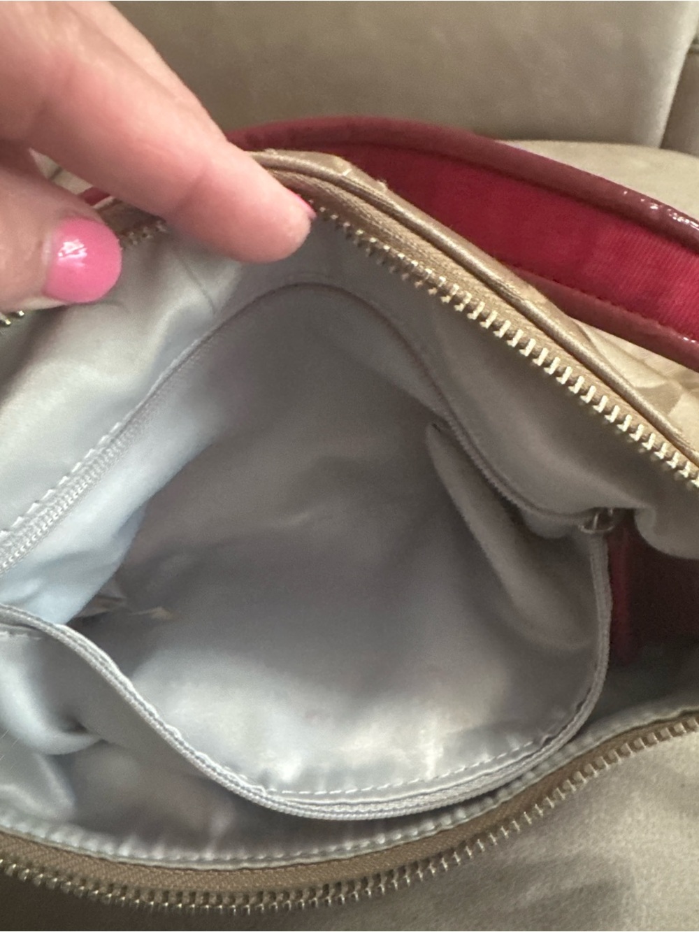 Coach Signature Khaki Pink Patent Crossbody Shoulder Bag Purse - Picture 5 of 7